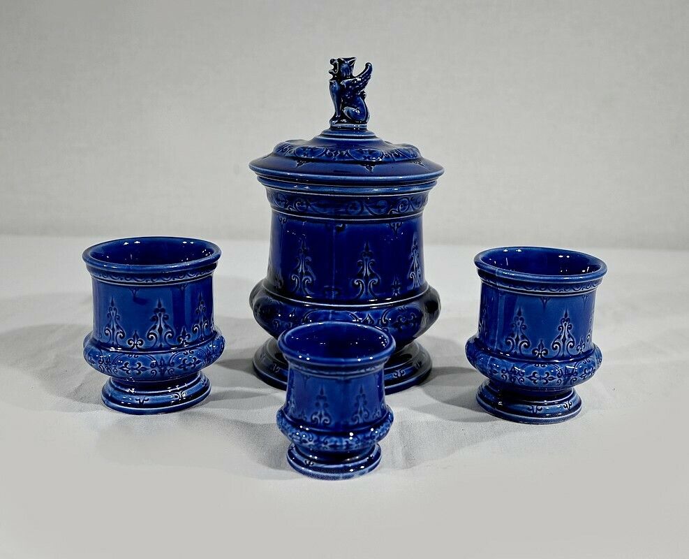 photo for sale Rare 5 Piece Earthenware Service From Choisy Le Roy, Hauttin Boulenger & Cie, Early 20th Century