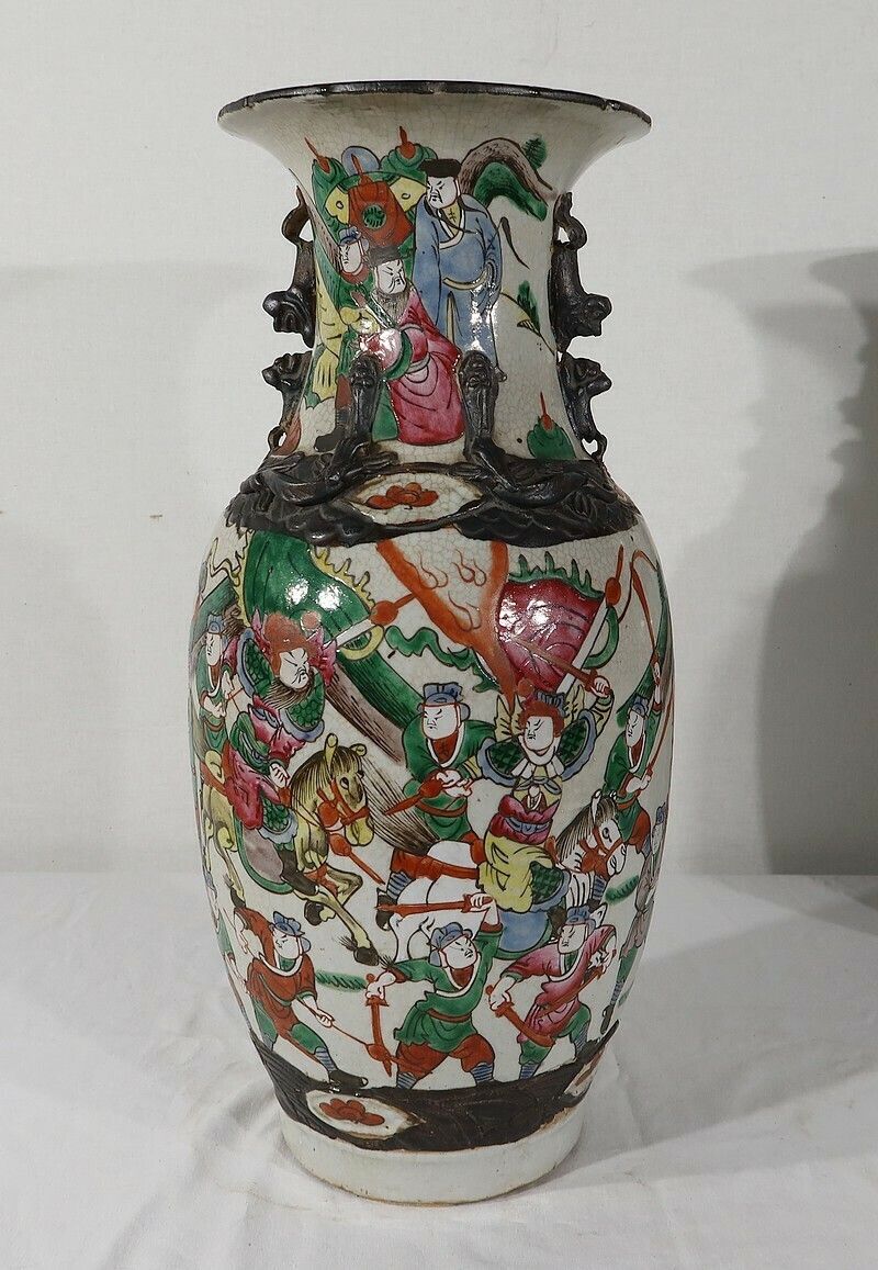 Pair Of Nanjing Porcelain Vases, China, Late 19th Century photo vintage