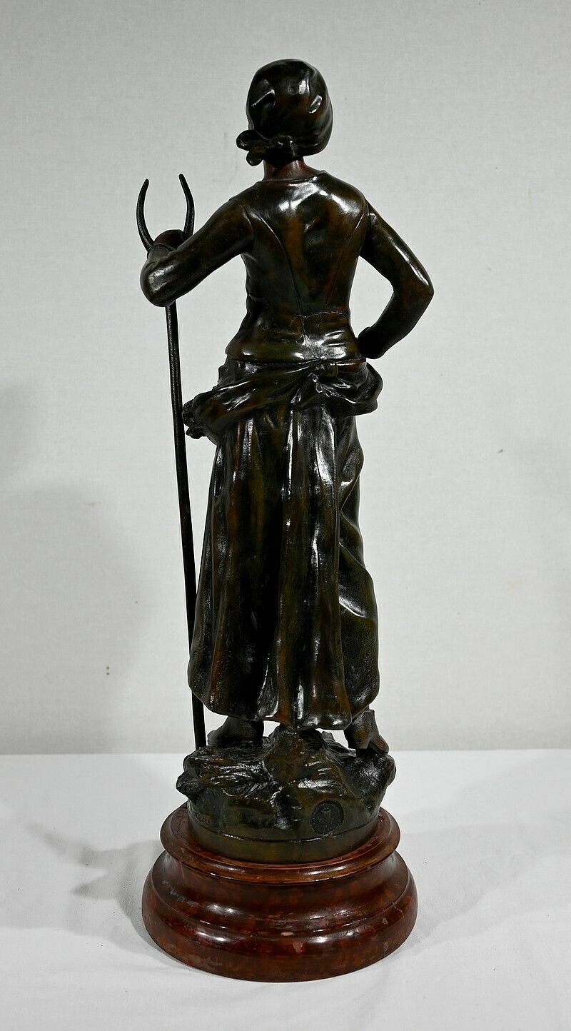 photo vintage Important Spelter "End Of Day", After F. Moreau, Early 20th Century