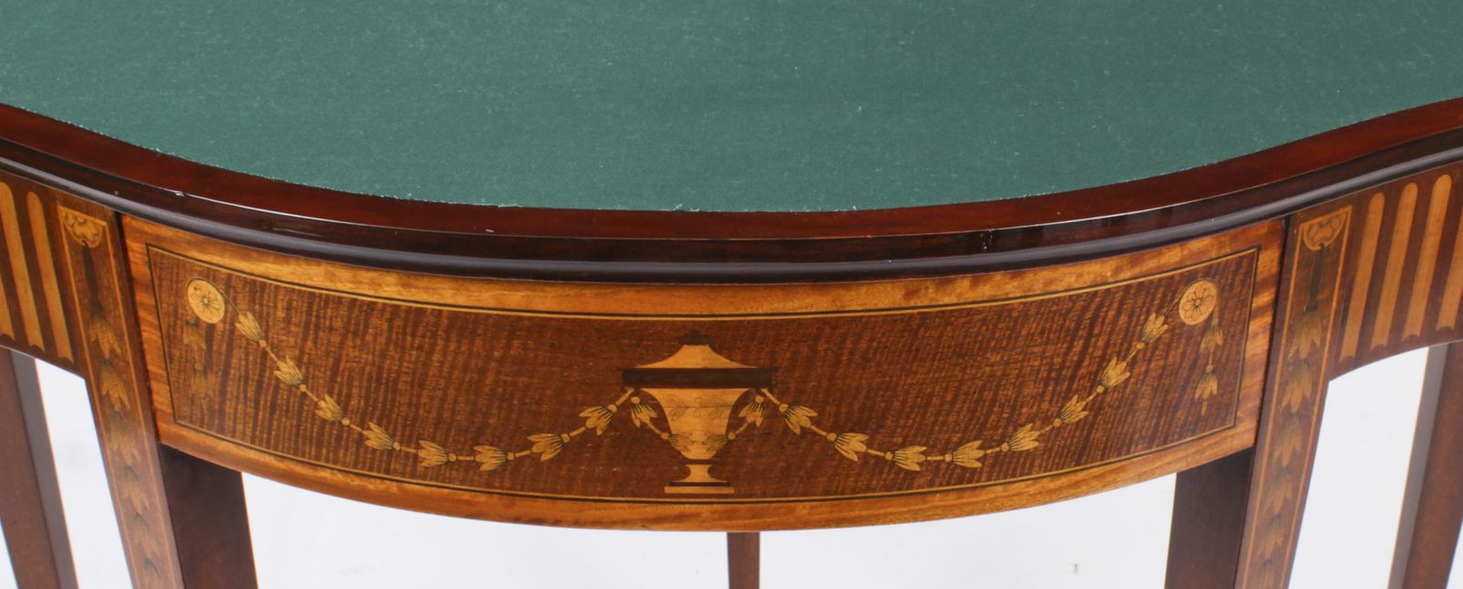 photo furniture Antique Mahogany And Satinwood Inlaid Serpentine Card Console Circa 1880