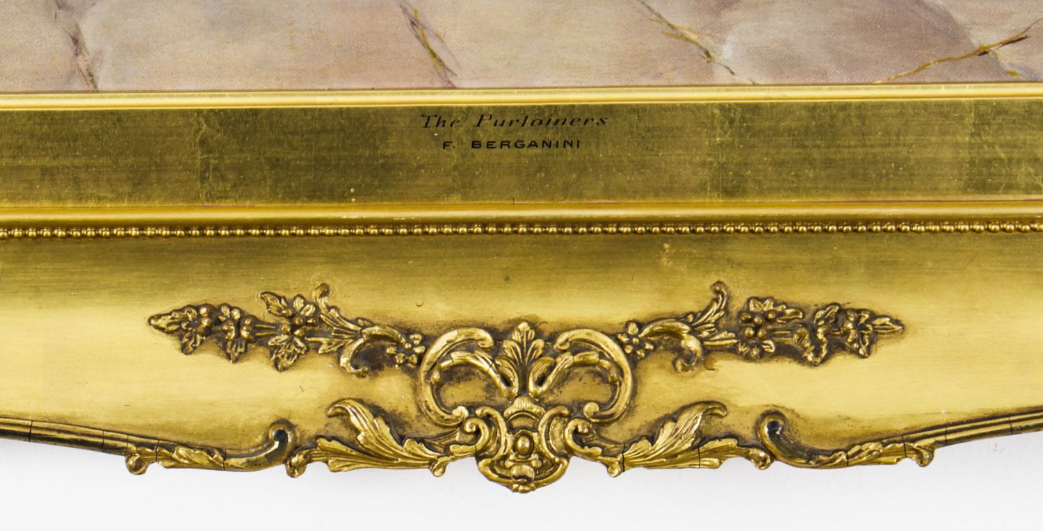 photo for sale Antique Oil On Canvas Painting By Francesco Bergamini Dated 1894 19th C
