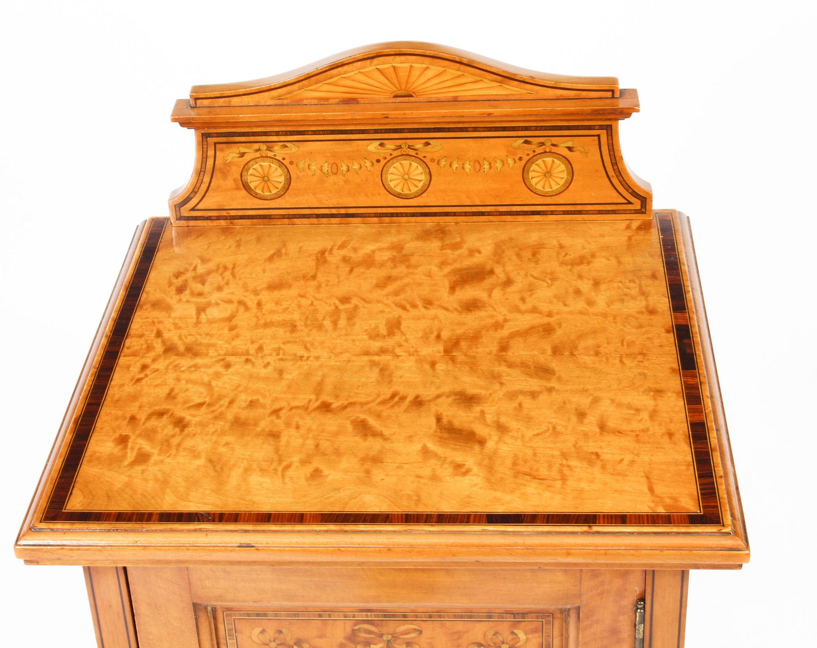 Victorian Satinwood & Inlaid Bedside Cabinet C.1880 19th Century photo 950.0
