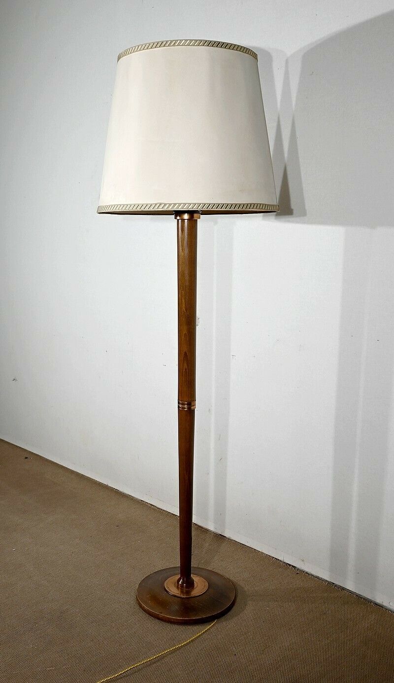 Art Deco Floor Lamp In Varnished Beech, 1940