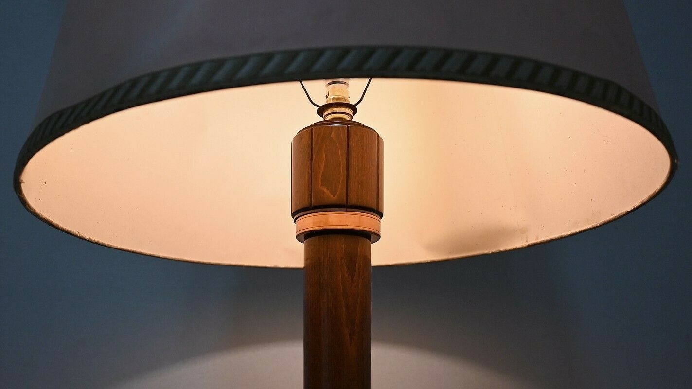Art Deco Floor Lamp In Varnished Beech, 1940 photo vinterior