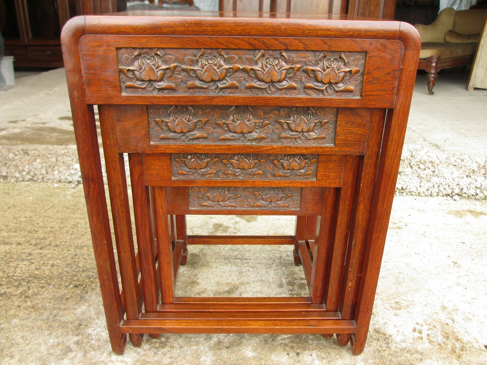 Nest Of Four Carved Rosewood  Sidetables photo buy