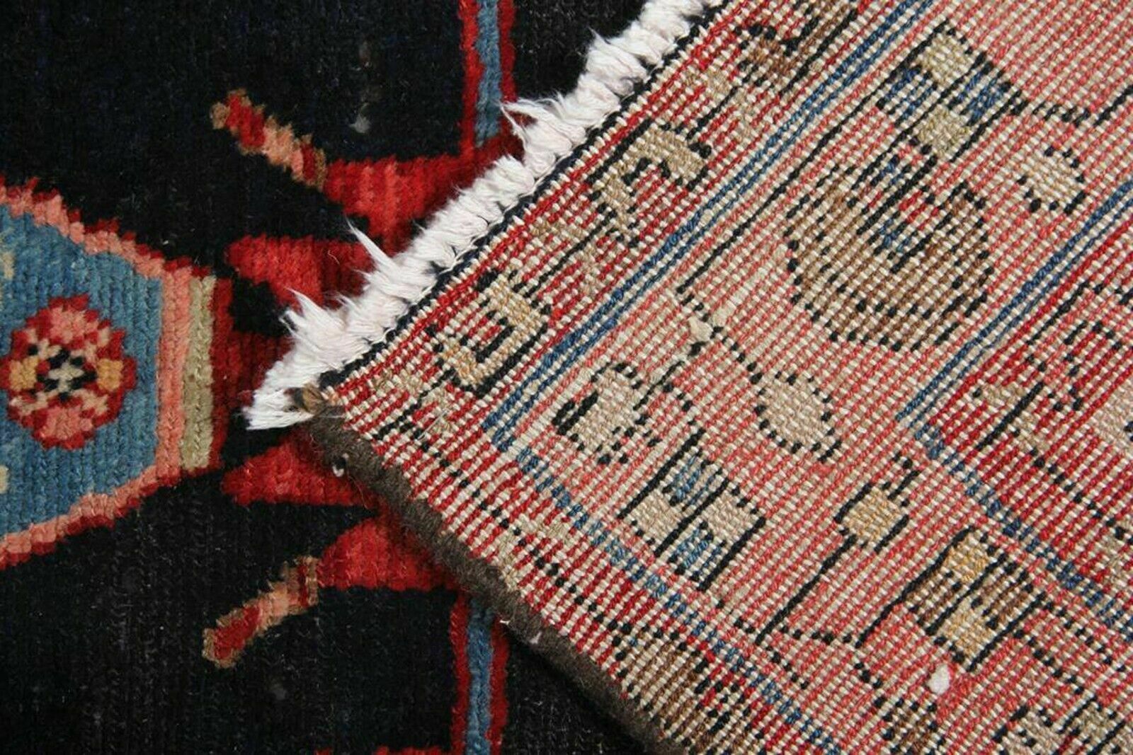 Blue Runner Red Carpet Rug Wool Area Rug, Traditional Handwoven 105x487cm photo Textiles