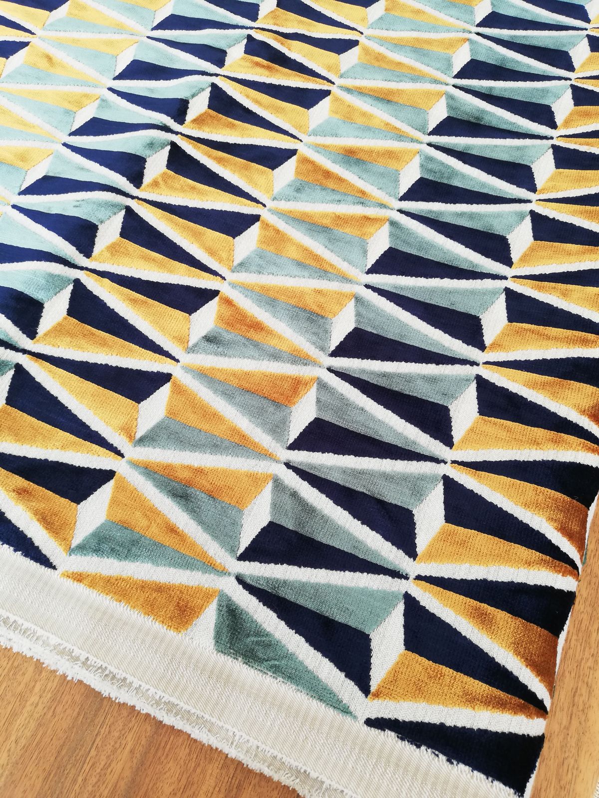 Soft Furnishings Designer Geometric Gold/Teal/Black/White Fabric Remnant