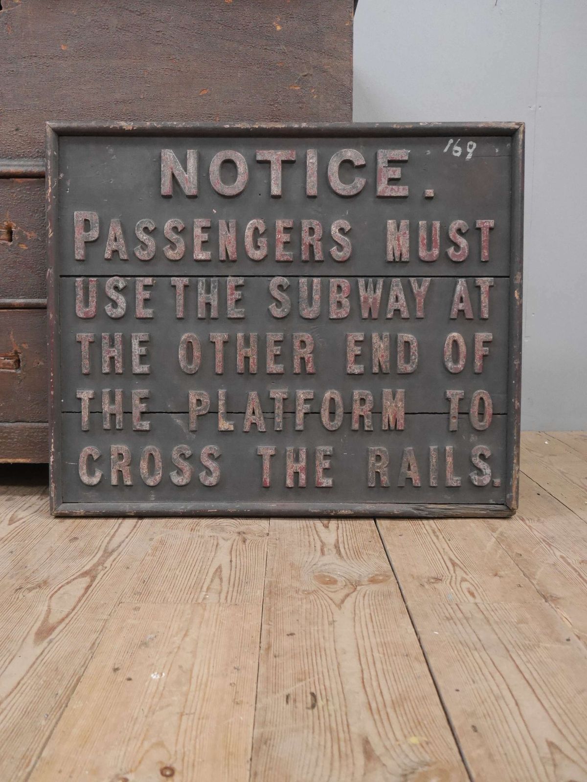 Early Subway Timber & Cast Iron Railway Sign