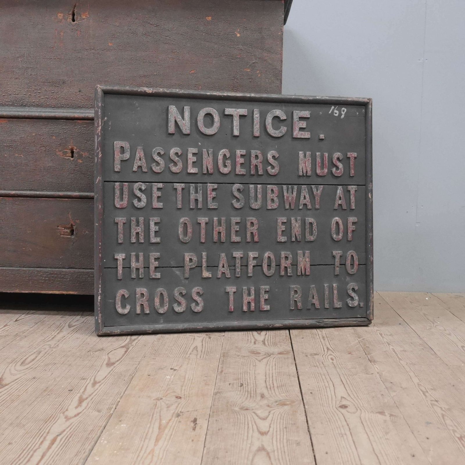 Early Subway Timber & Cast Iron Railway Sign photo Home Decor