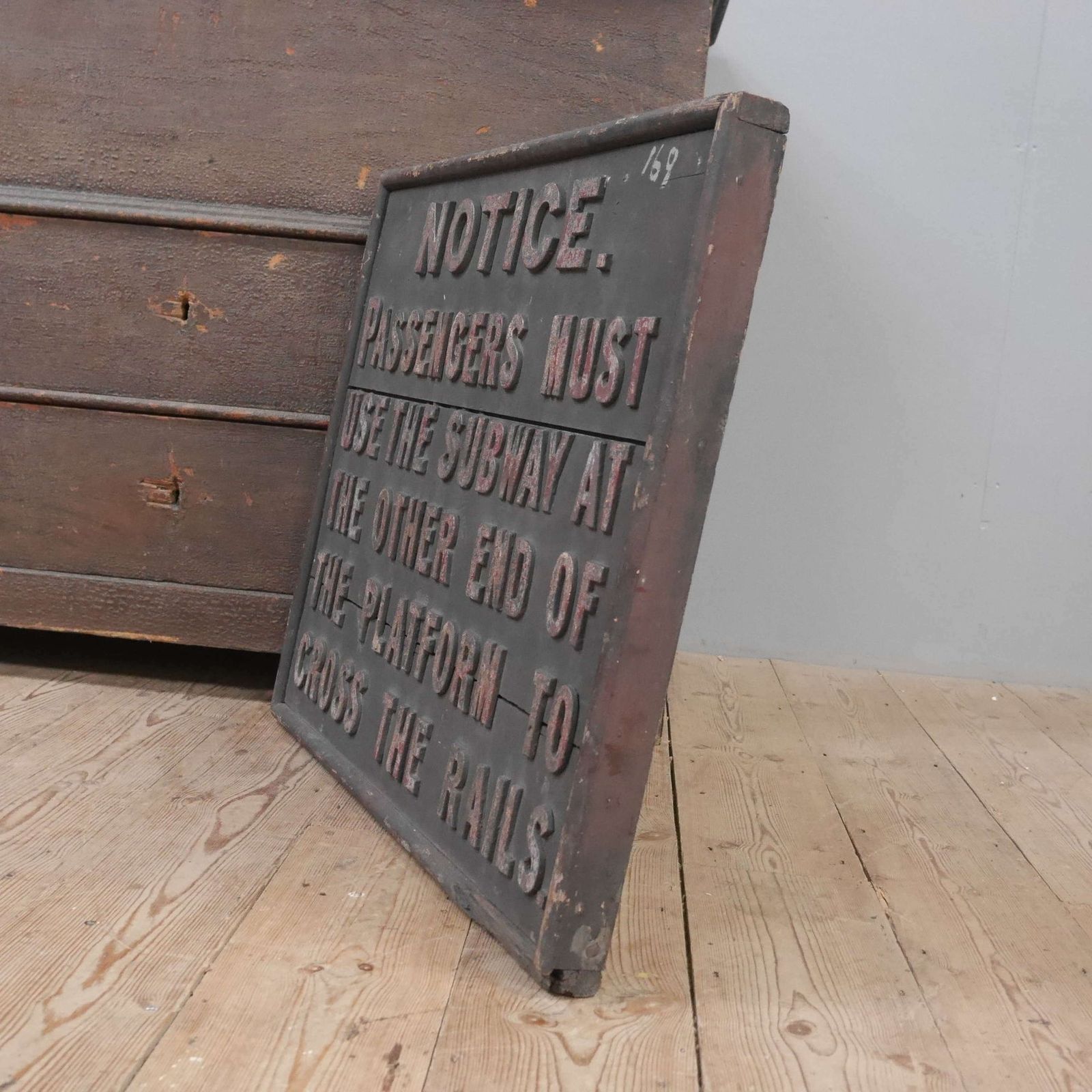 Early Subway Timber & Cast Iron Railway Sign photo 585.0