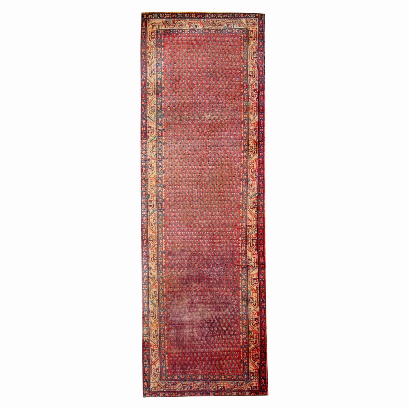 Handwoven Wool Runner Rug Traditional Red Tribal Carpet Rug