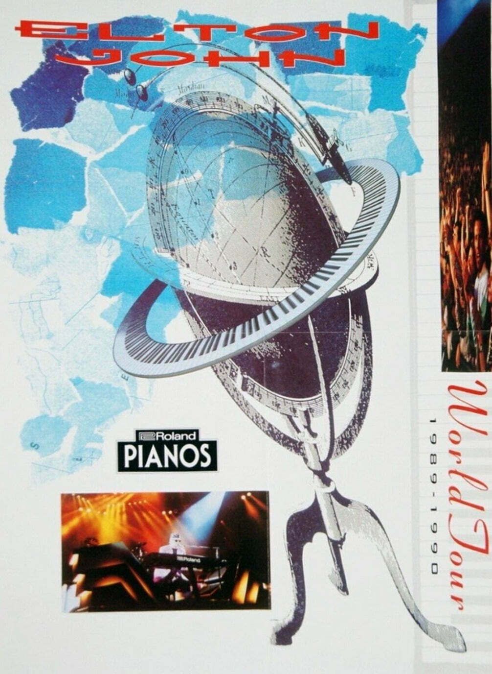 Elton John   World Tour 1989 1990 Original Vintage Poster