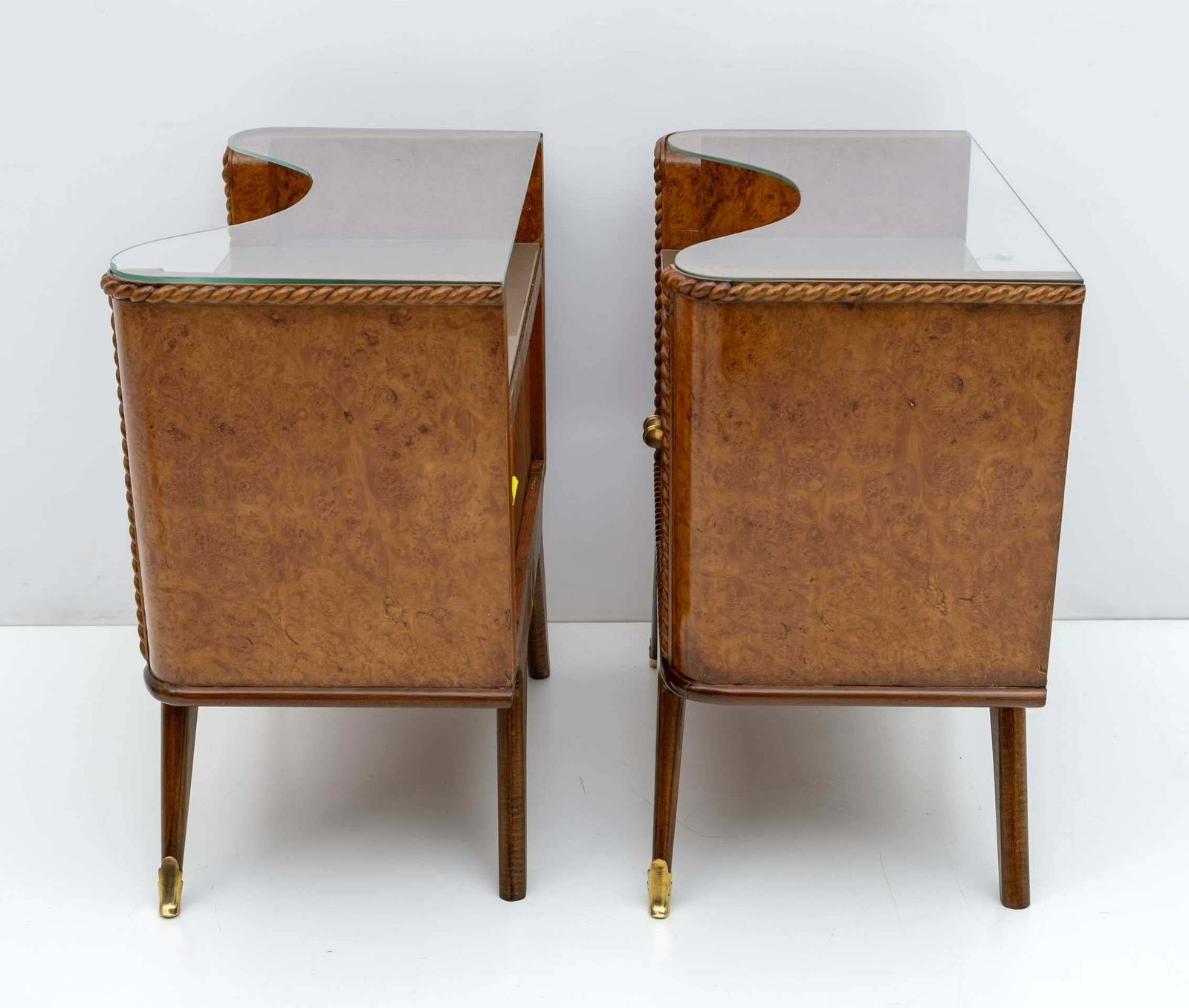 Pair Of Art Deco Italian Briar Walnut Bedside Tables, 1930s photo Furniture