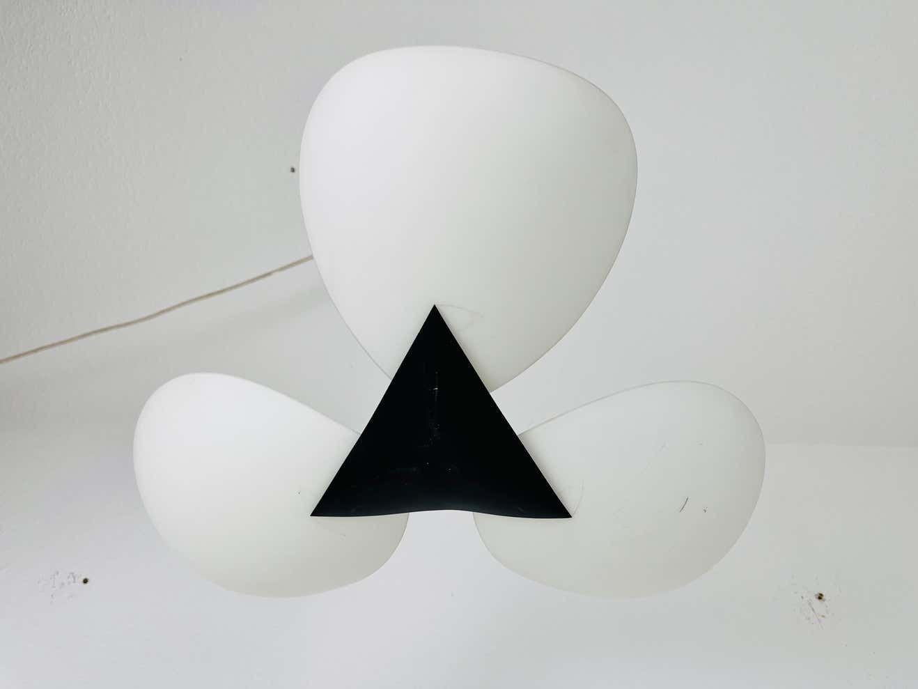 Italian Mid Century Black And Opaline Glass 3 Arm Sputnik Chandelier, 1950s photo furniture
