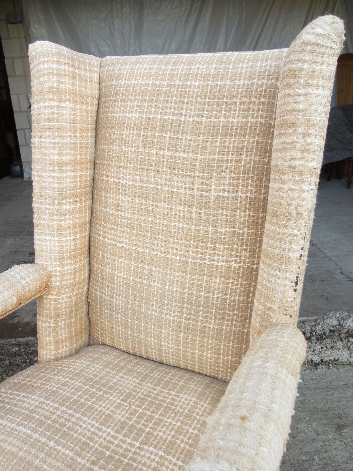19th Century Carved Walnut High Wing Back Armchair photo for sale
