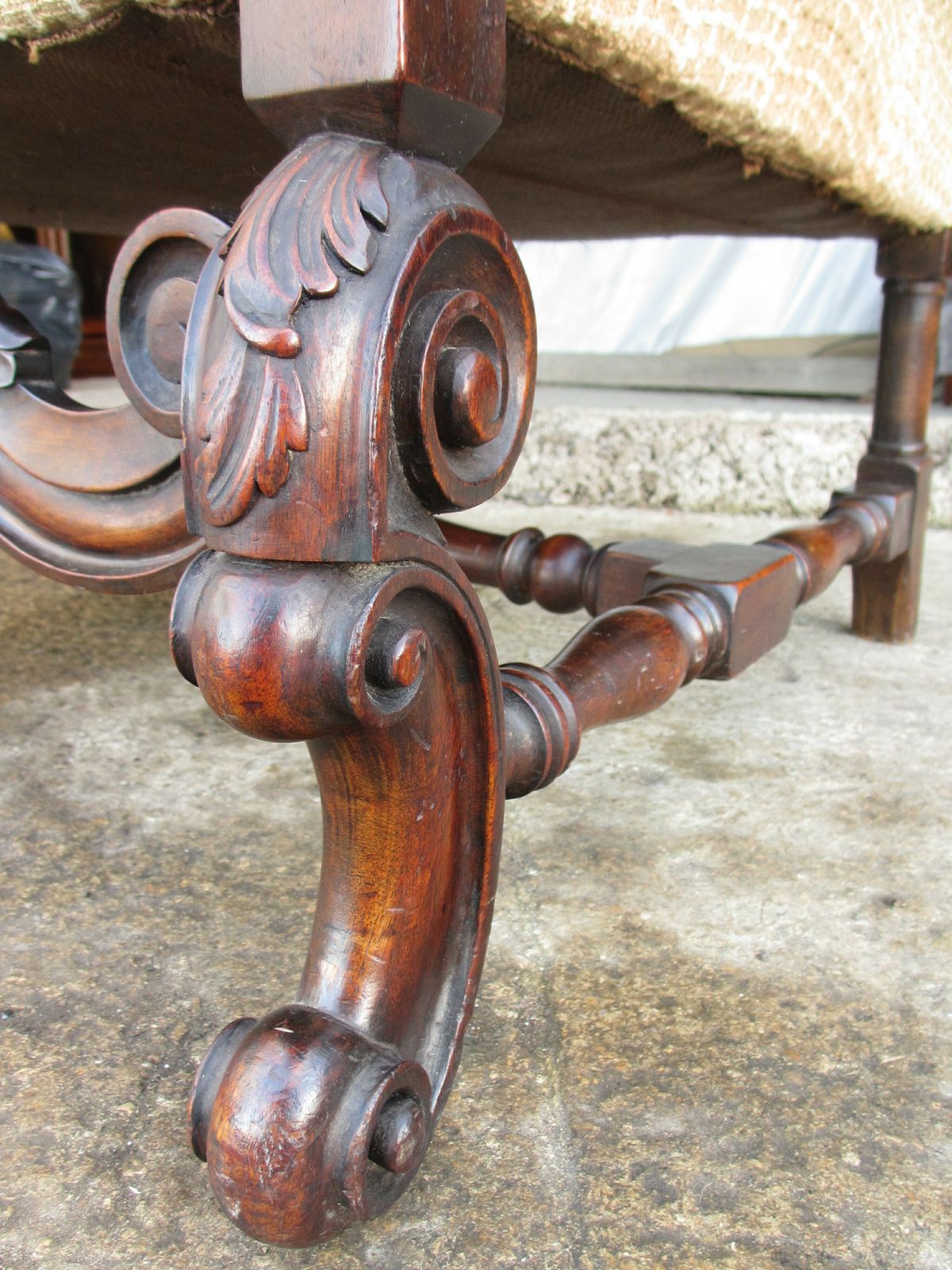 photo for sale 19th Century Carved Walnut High Wing Back Armchair
