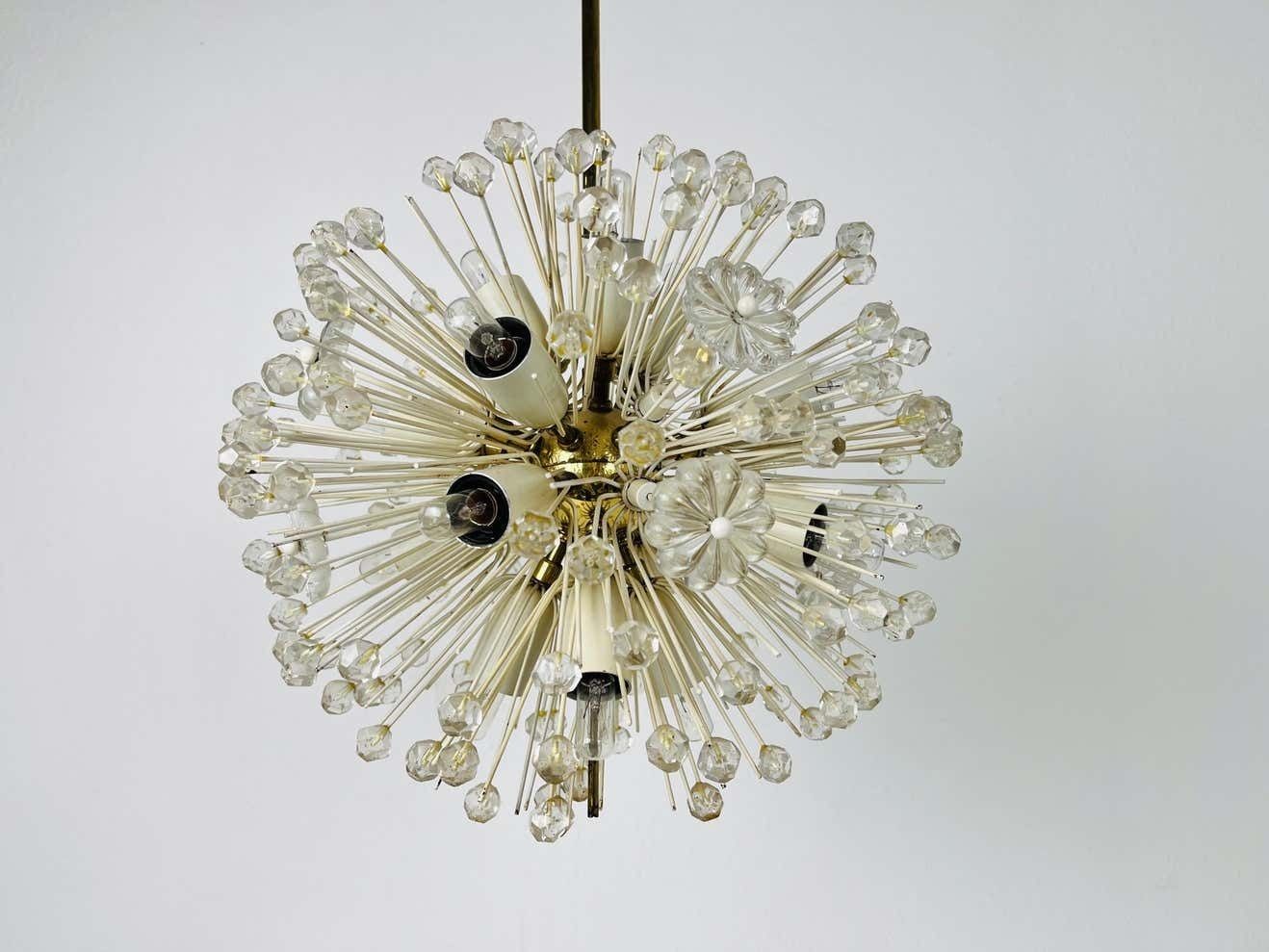 Glass And Brass Sputnik Chandelier By Emil Stejnar For Rupert Nikoll, 1960s photo 4096.0