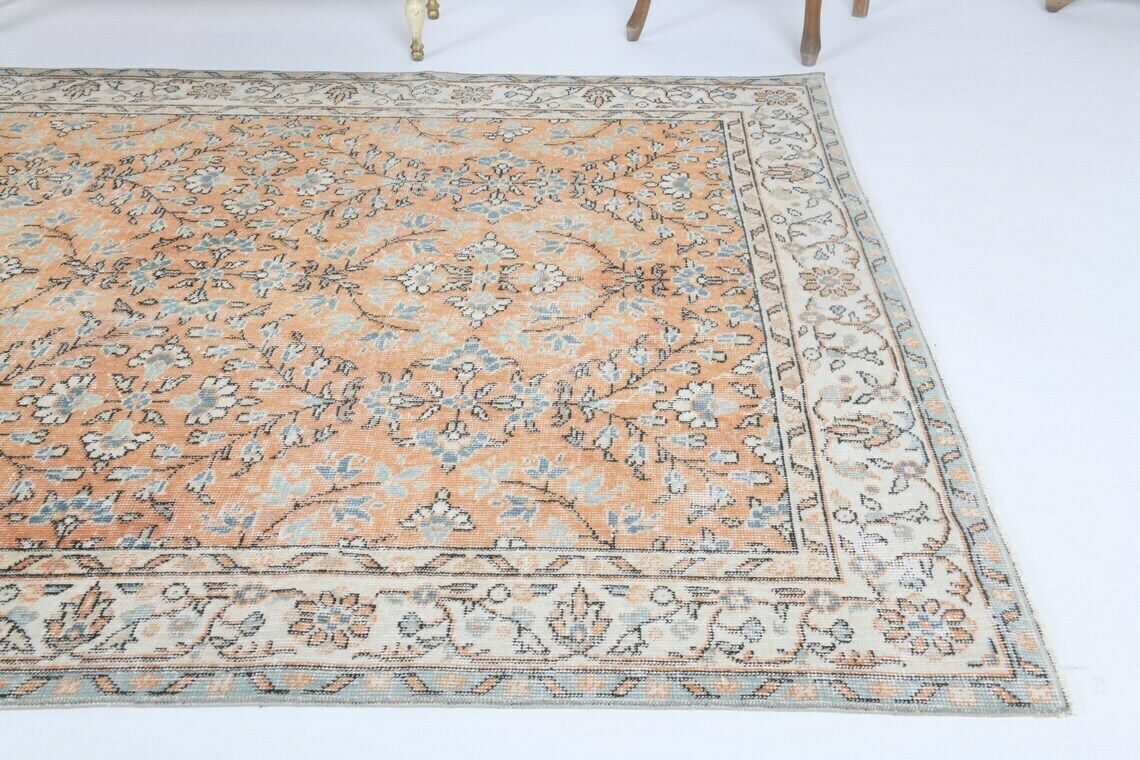 6.1x10.2 Ft Turkish Rug, Vintage Rug, Area Rug, Rugs, Oushak Rug, Handmade Rug, Farmhouse Decor, Authentic Room, Bordered Rug, Wool Rug, Rug photo 663.0