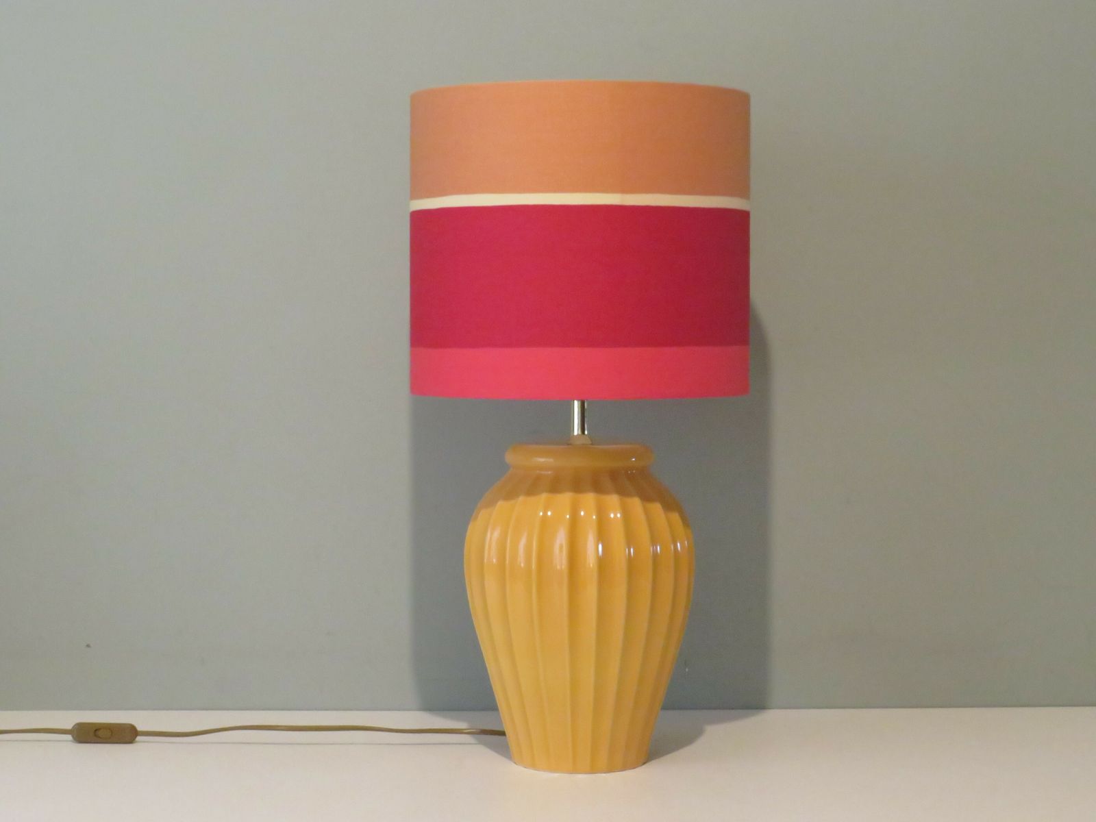 Vintage Ceramic Table Lamp With New Handmade Lampshade, France 1960 photo 620.0