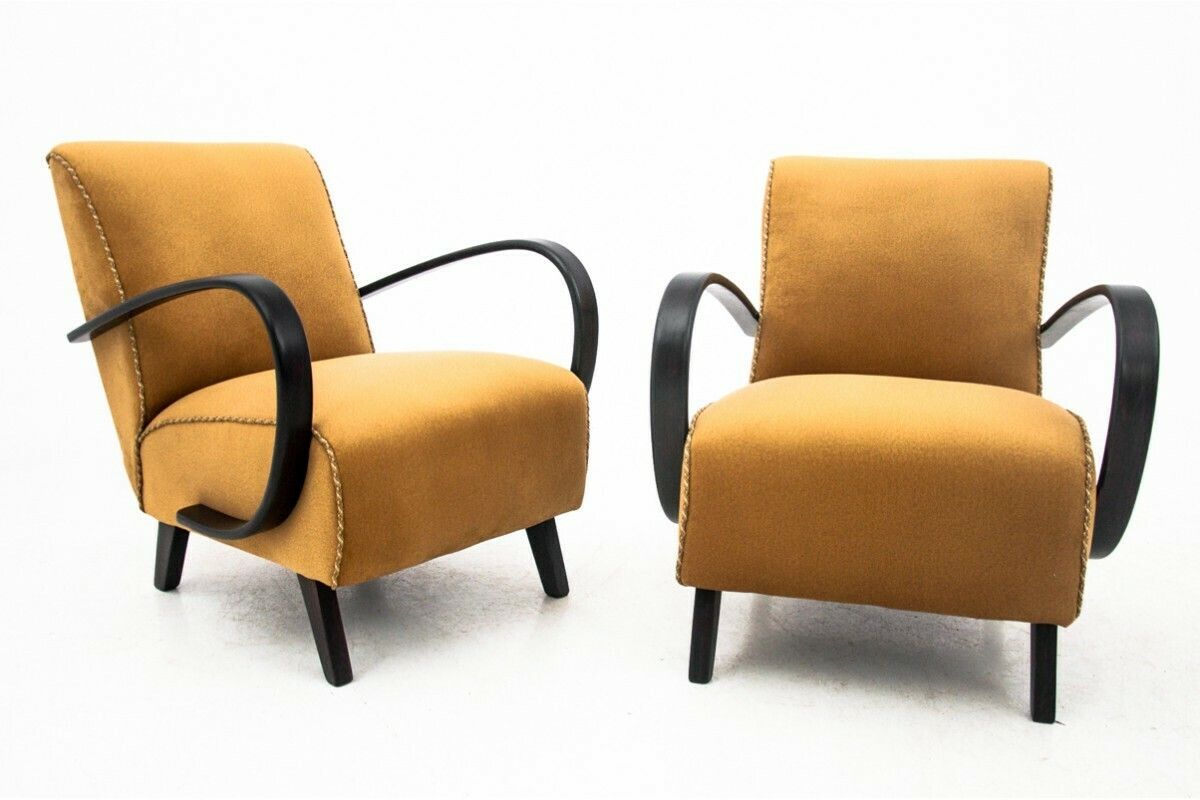 Pair Of Art Deco Armchairs, Designed By J. Halabala, Czech Republic, 1930s. After Renovation.