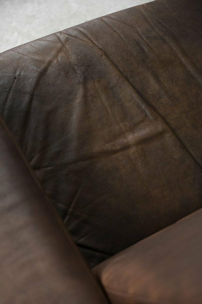 Furniture Mid Century Scandinavian Modern 2 Seater Brown Leather Sofa 3330 By Arne Vodder For Fritz Hansen, 1960s photo