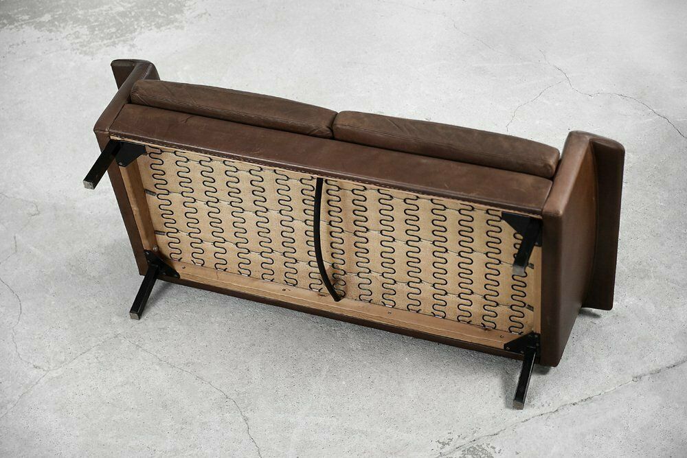 3759.0 Mid Century Scandinavian Modern 2 Zits Bruinleren Bank 3330 Van Arne Vodder Voor Fritz Hansen, Ca. Jaren 1960 photo