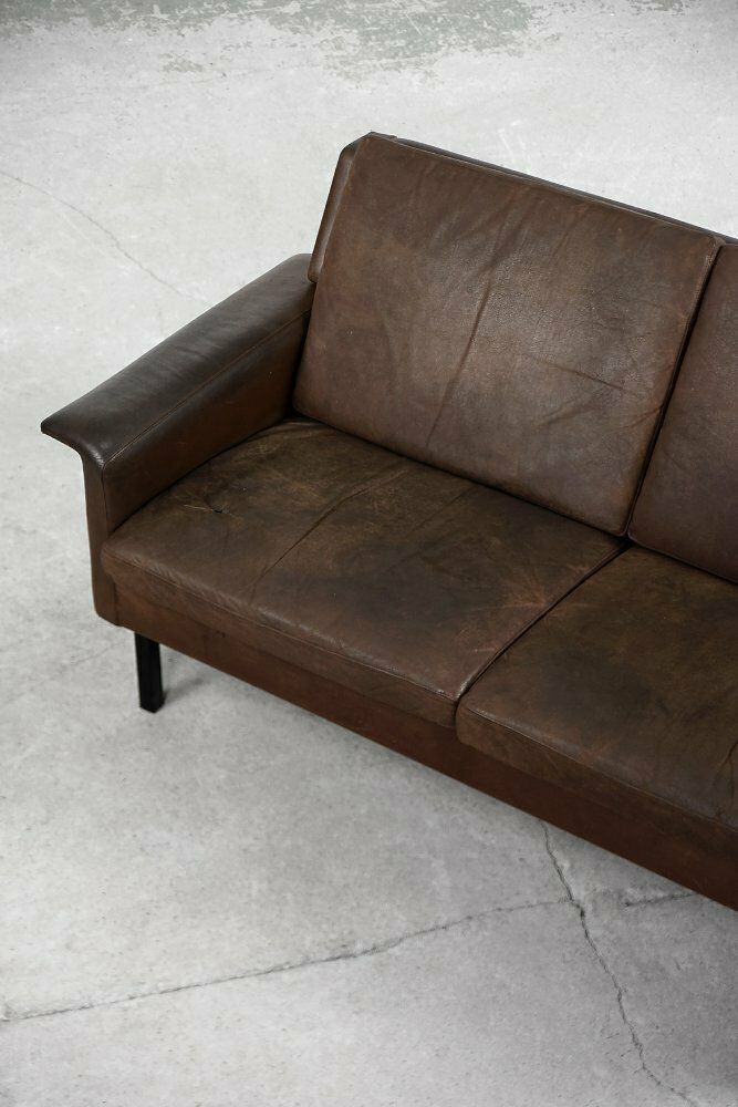 photo buy Mid Century Scandinavian Modern 2 Zits Bruinleren Bank 3330 Van Arne Vodder Voor Fritz Hansen, Ca. Jaren 1960