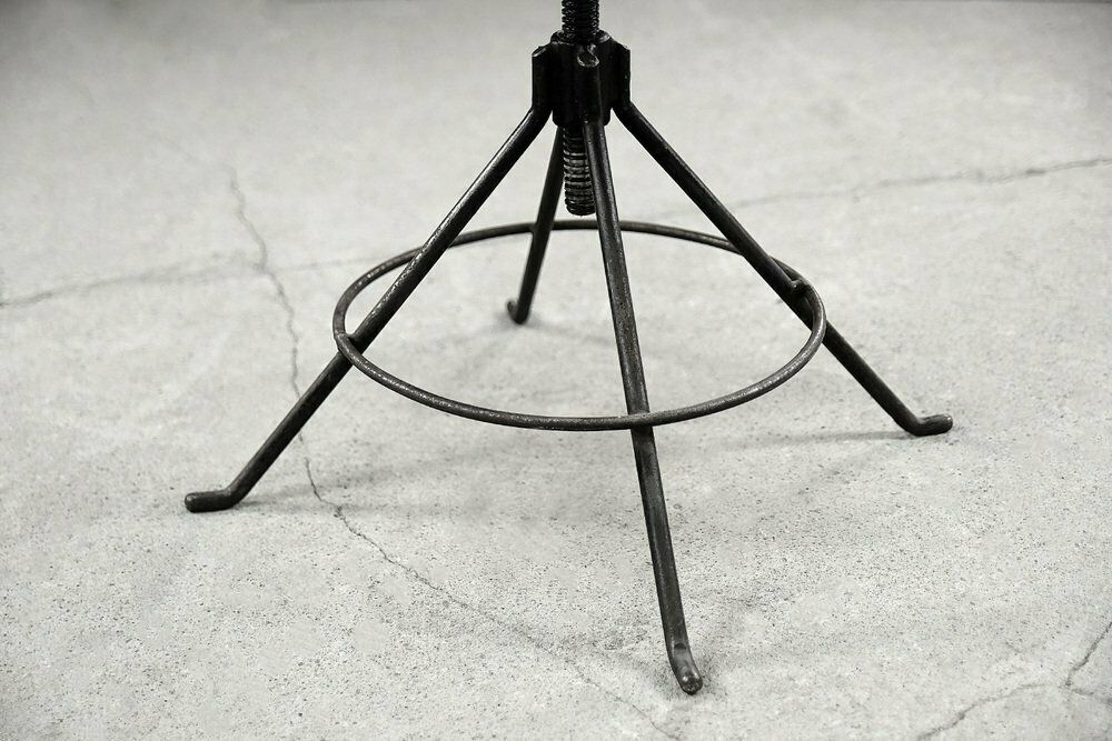 photo furniture Industrial Factory Metal And Wood Swivel Stool, 1950s