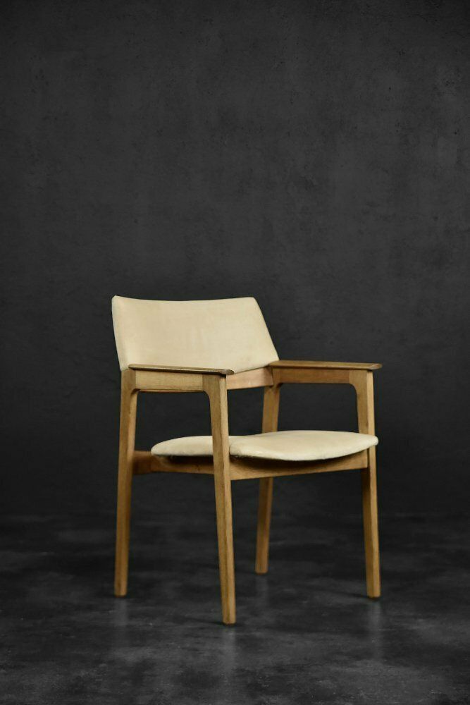Mid Century Scandinavian Modern Oak Executive Chair In Alcantara Fabric, 1960s