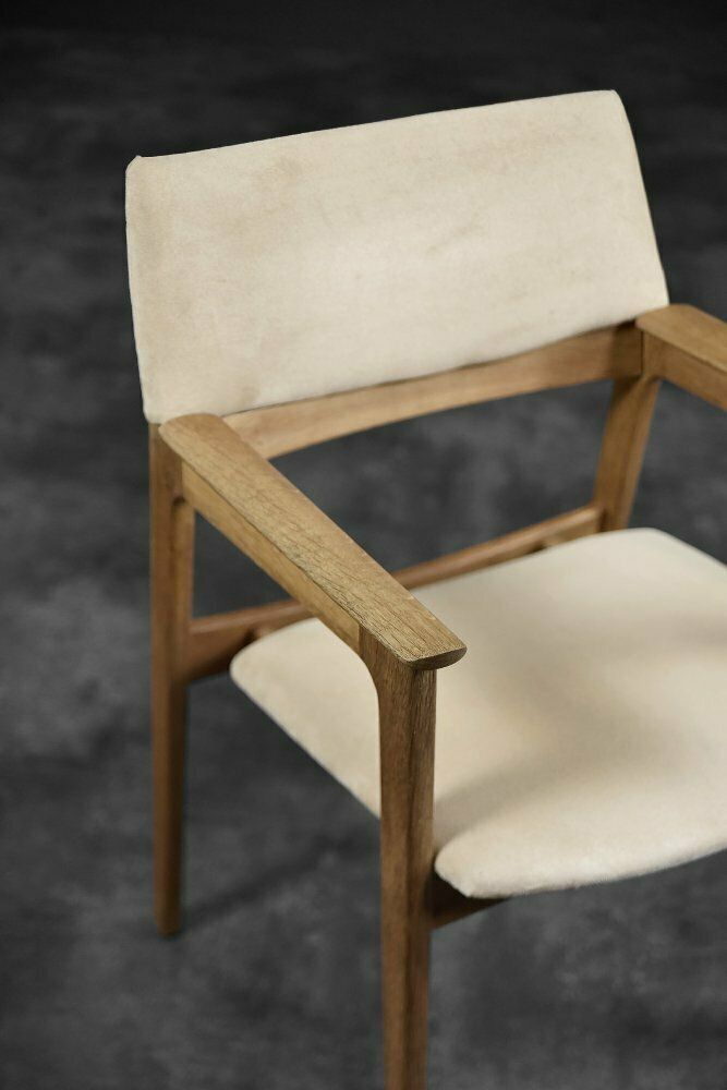 Mid Century Scandinavian Modern Oak Executive Chair In Alcantara Fabric, 1960s photo furniture