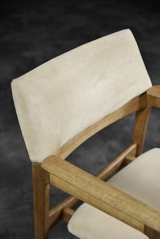 Mid Century Scandinavian Modern Oak Executive Chair In Alcantara Fabric, 1960s photo Furniture