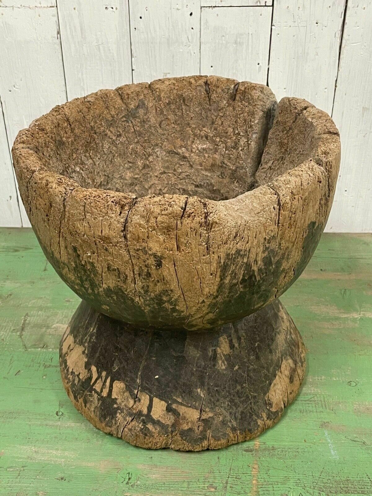 Vtg Rustic Bowl Tree Garden Pancheon Planter Century Pot Swedish Tub Design Folk photo 195.0