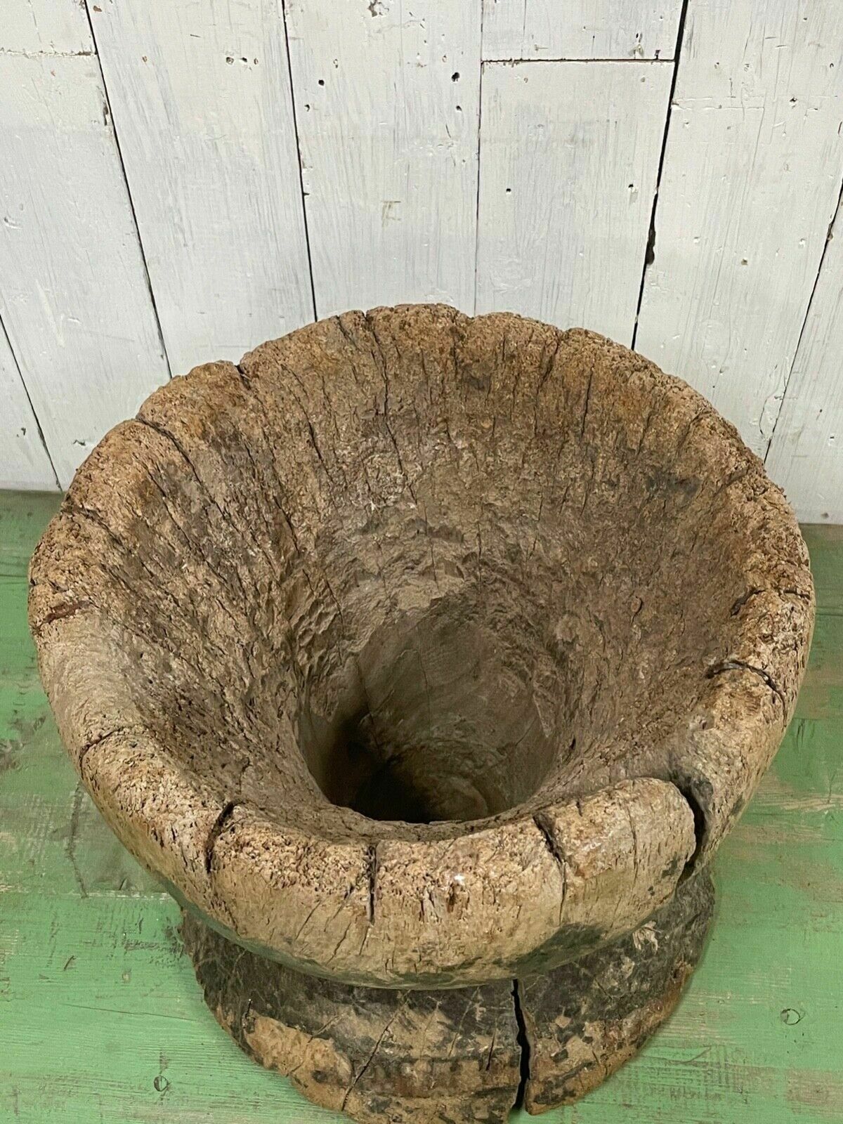 Vtg Rustic Bowl Tree Garden Pancheon Planter Century Pot Swedish Tub Design Folk photo vintage