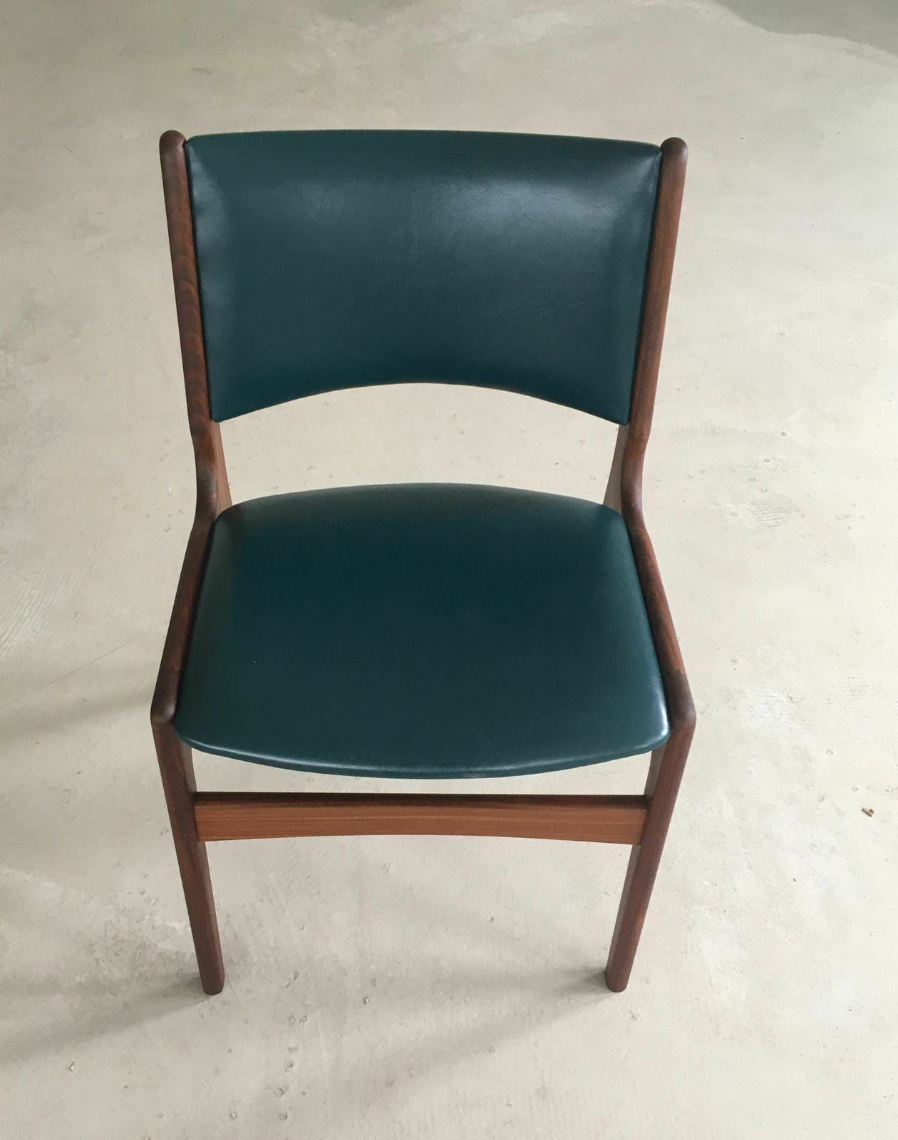 Set Of Six Restored Erik Buch Dining Chairs In Solid Teak, Custom Upholstery 1960's photo furniture