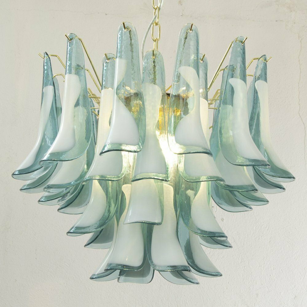Italian Blue And White Murano Glass Pendant Lamp, 1990s photo vinterior