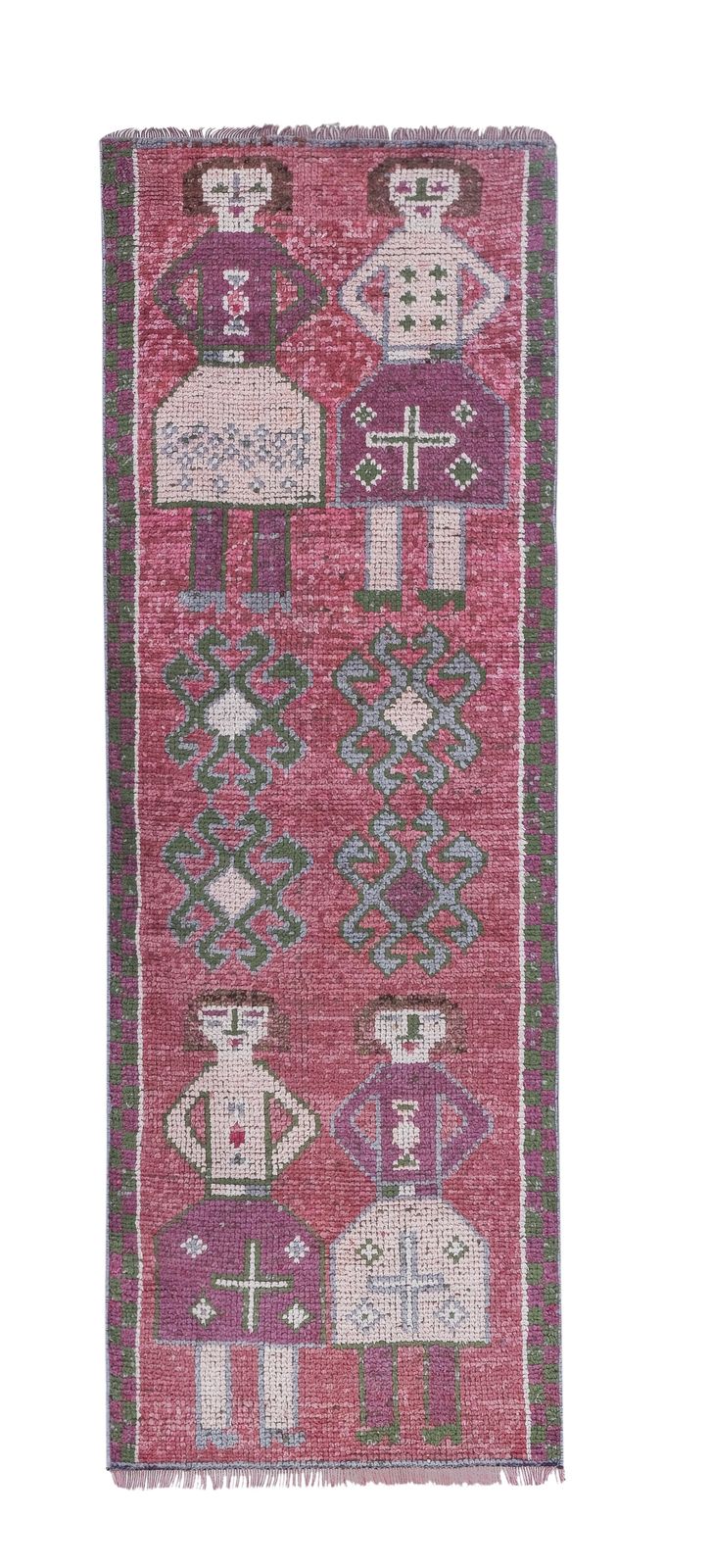 1970s Vintage Turkish Human Pictorial Rug