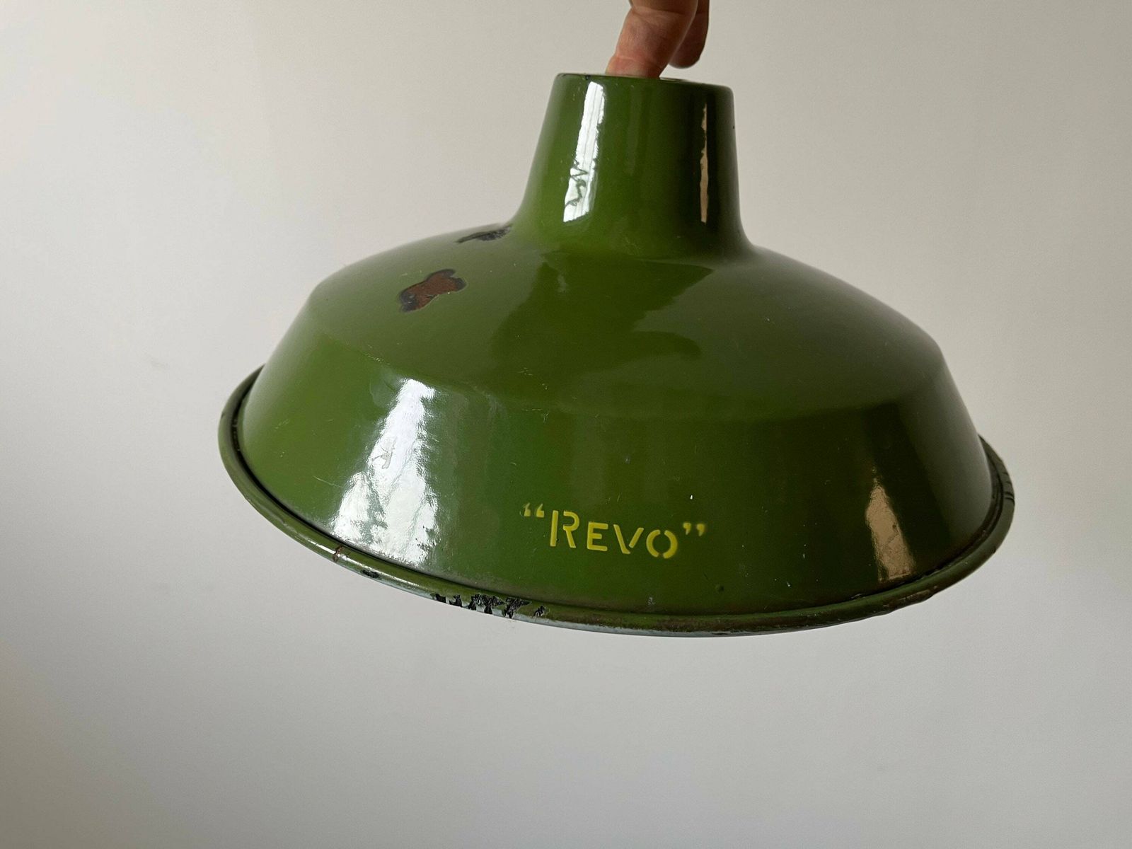 Revo 1930s/ 40s Vintage Industrial Lamp Shades Green photo for sale