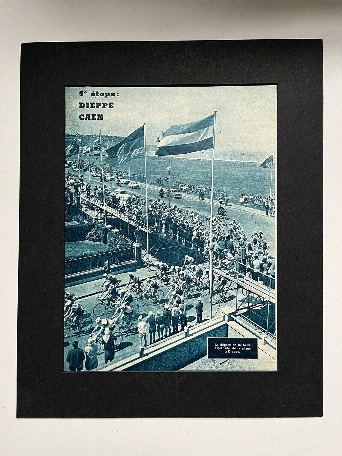 Original Vintage French Cycling Print Dieppe  Caen 1961