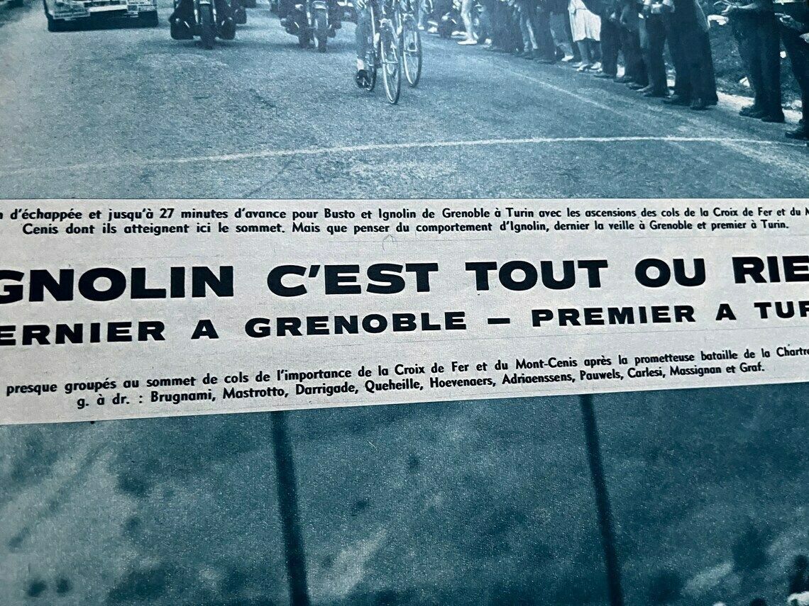 Original Vintage French Cycling Print Grenoble  Turin 1961x photo Art