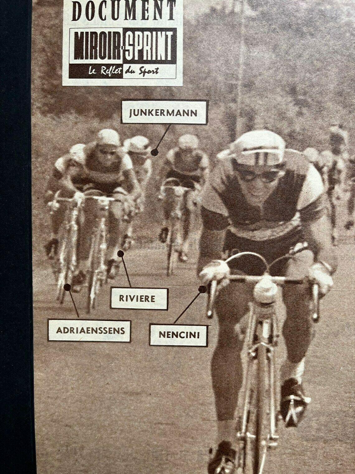 1960 Original Vintage Tour De France Cycling Print  Roger Rivière Gaston Nencini photo for sale