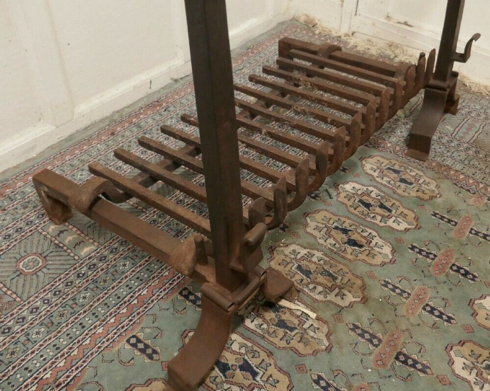 Very Large Early 19th Century French Fire Grate Set On Iron Andirons photo 1500.0
