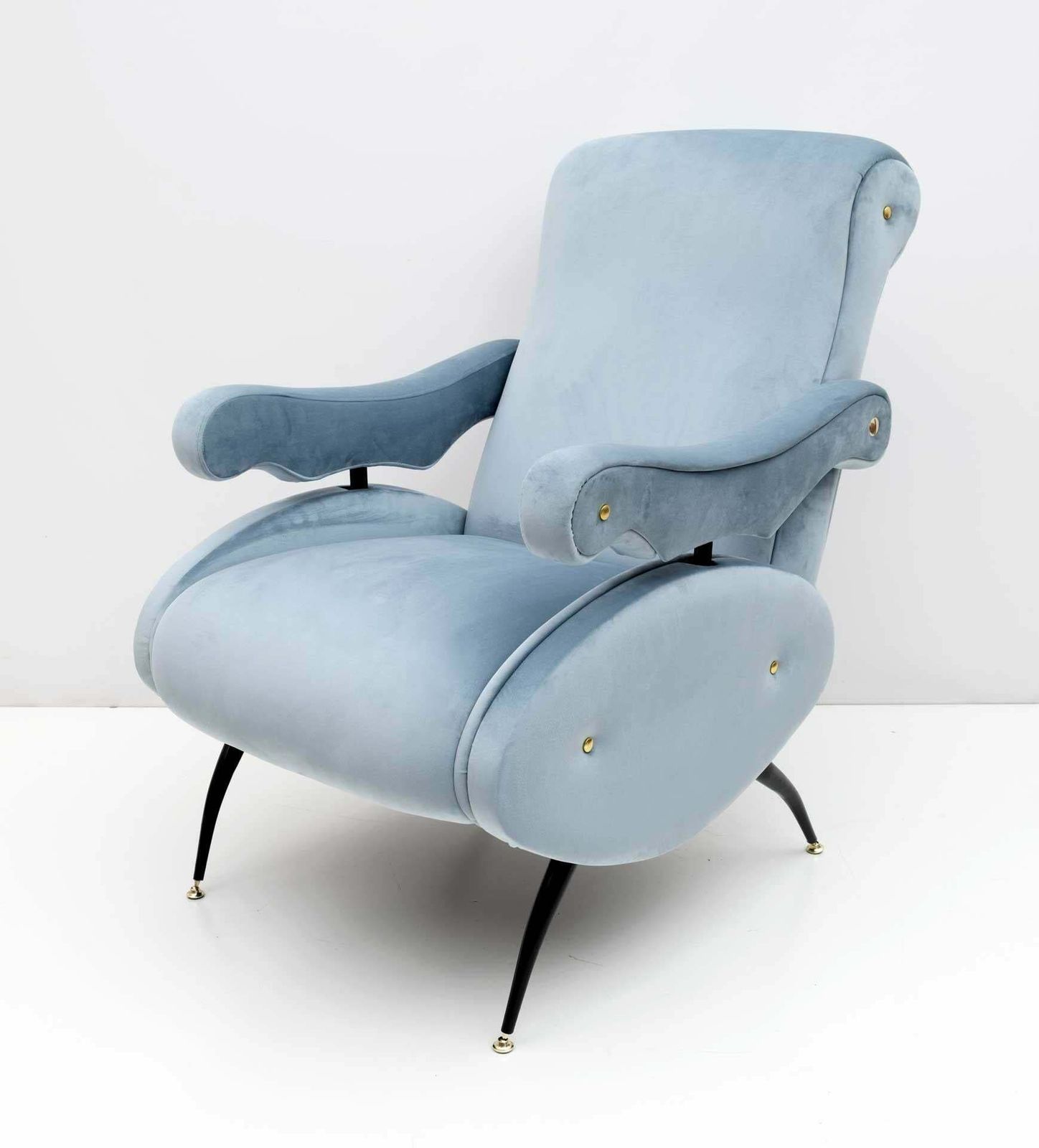 Nello Pini Mid Century Modern Italian Velvet Reclining Armchair By Novarredo, 50 photo for sale