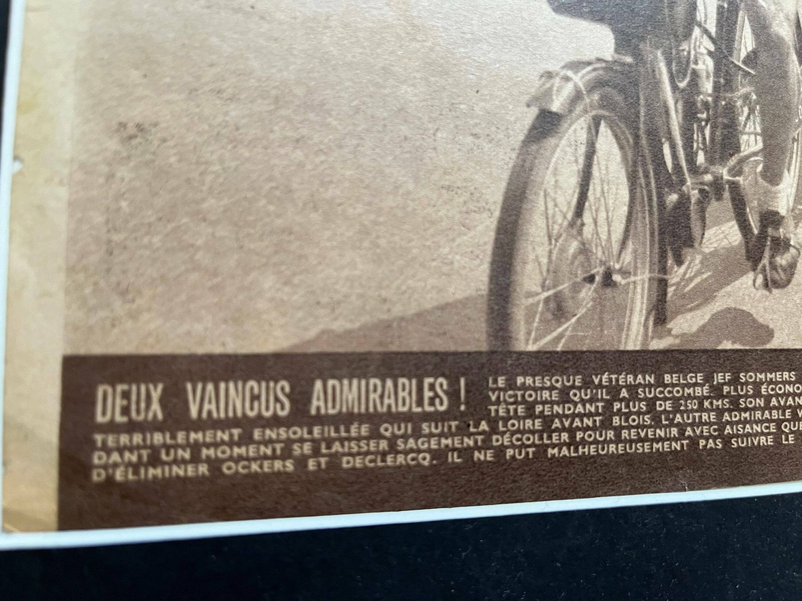 Original 1950s Vintage Tour De France Cycling Print   Stan Ockers photo for sale