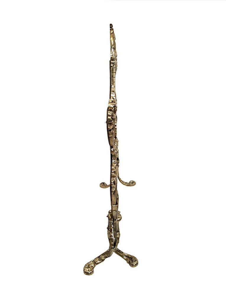 A Very Fine 19th Century Brass Fire Screen In The Rococo Manner photo for sale