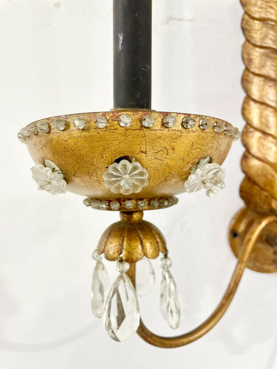 Pair Of Mid Century Wall Lights In The Style Of Baguès photo for sale