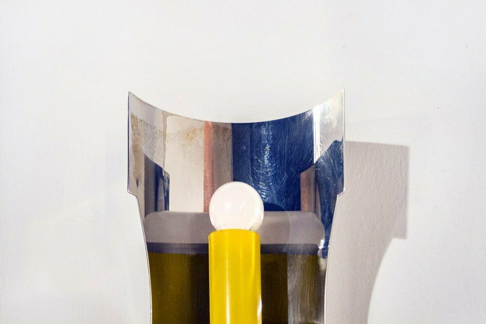 Space Age Lacquered Metal & Steel Wall Lamp From Luci Italia, Italy, 1960s photo for sale