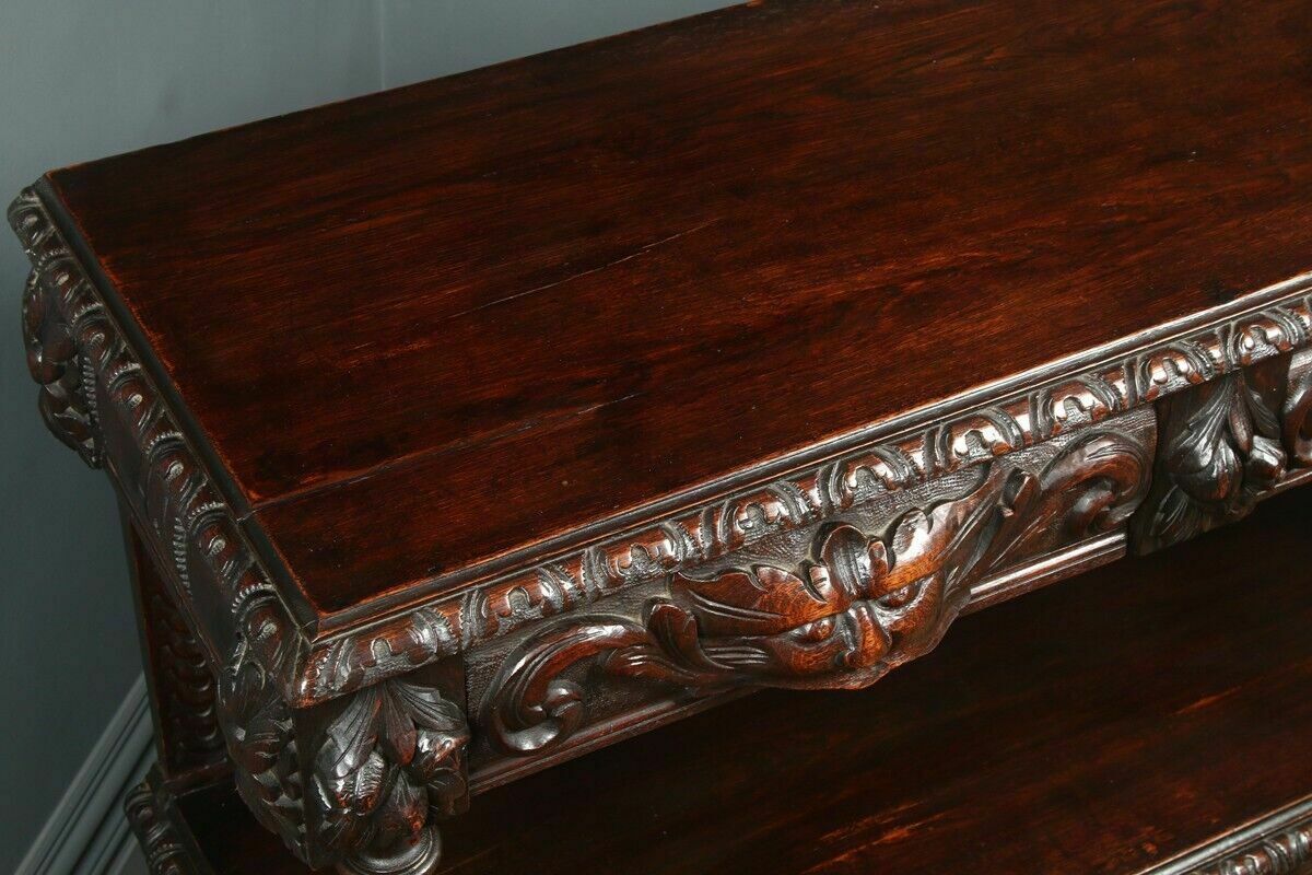 1295.0 Antique English Victorian Carved Oak Green Man Buffet C1880 photo