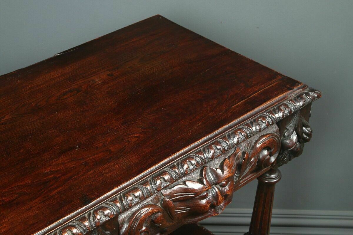 photo vinterior Antique English Victorian Carved Oak Green Man Buffet C1880