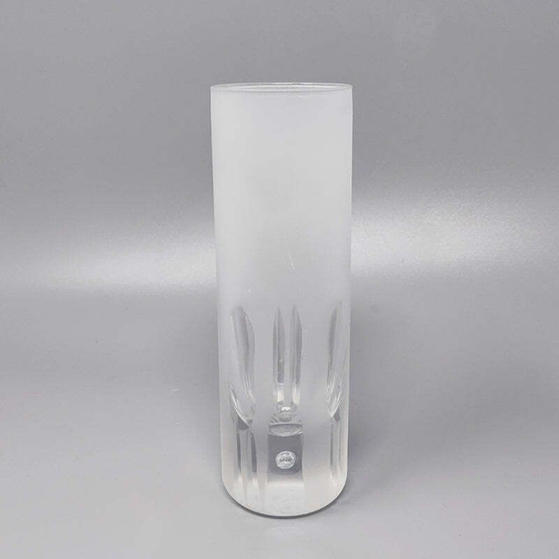 1960 Gorgeous Ice Bucket With 6 Glasses In Hand Cut Lead Crystal By Kristal. Made In Italy photo vintage