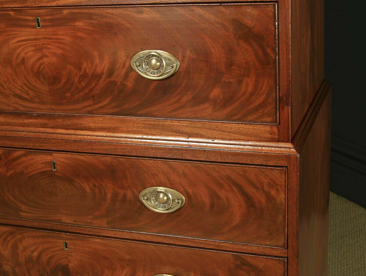 Antique Channel Islands Georgian Regency Flame Mahogany Inlaid Tallboy Chest photo 1975.0